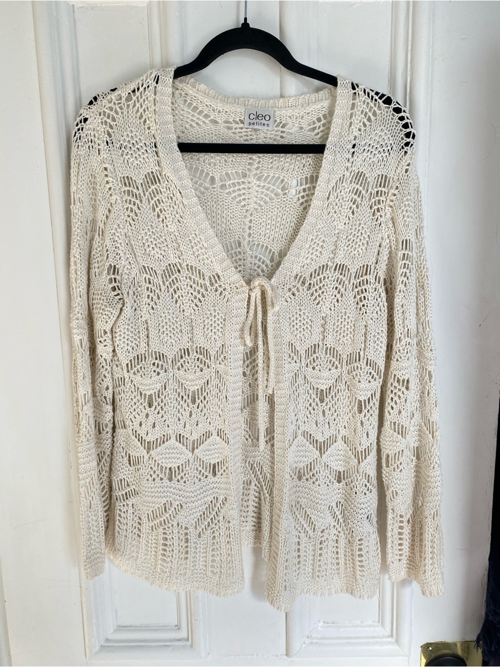 Vintage Women's Openwork Crochet Knit Cardigan Sweater